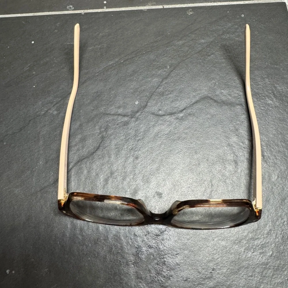 Y2K Style Prada‎ Havana Caramel Tortoise Beige Square Frames Italy w Case & Box